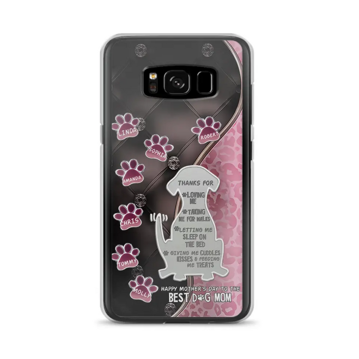 Custom Personalized Memorial Dog Mom Phone Case - Memorial Gift Idea For Dog Lover - Upto 7 Dogs - Thanks For Loving Me - Case For iPhone/Samsung