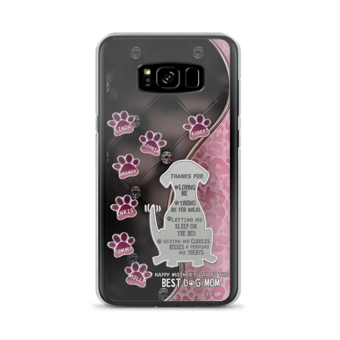 Custom Personalized Memorial Dog Mom Phone Case - Memorial Gift Idea For Dog Lover - Upto 7 Dogs - Thanks For Loving Me - Case For iPhone/Samsung