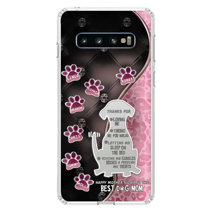 Custom Personalized Memorial Dog Mom Phone Case - Memorial Gift Idea For Dog Lover - Upto 7 Dogs - Thanks For Loving Me - Case For iPhone/Samsung