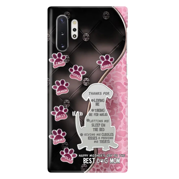 Custom Personalized Memorial Dog Mom Phone Case - Memorial Gift Idea For Dog Lover - Upto 7 Dogs - Thanks For Loving Me - Case For iPhone/Samsung