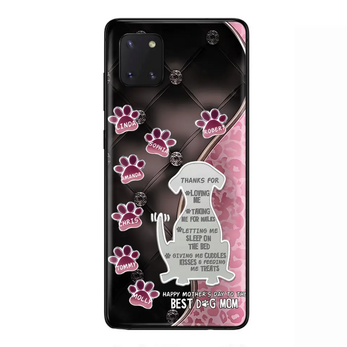 Custom Personalized Memorial Dog Mom Phone Case - Memorial Gift Idea For Dog Lover - Upto 7 Dogs - Thanks For Loving Me - Case For iPhone/Samsung