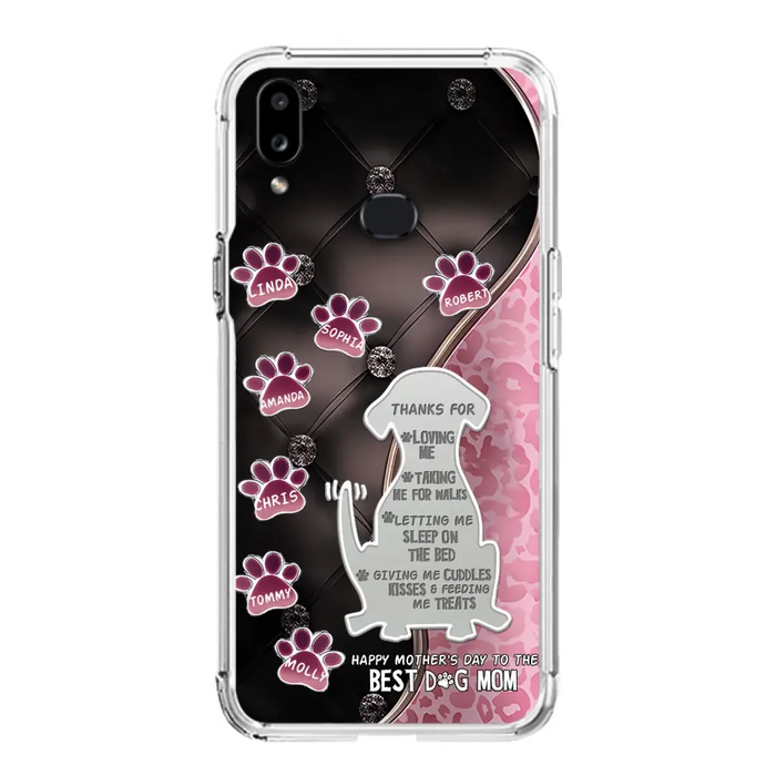 Custom Personalized Memorial Dog Mom Phone Case - Memorial Gift Idea For Dog Lover - Upto 7 Dogs - Thanks For Loving Me - Case For iPhone/Samsung