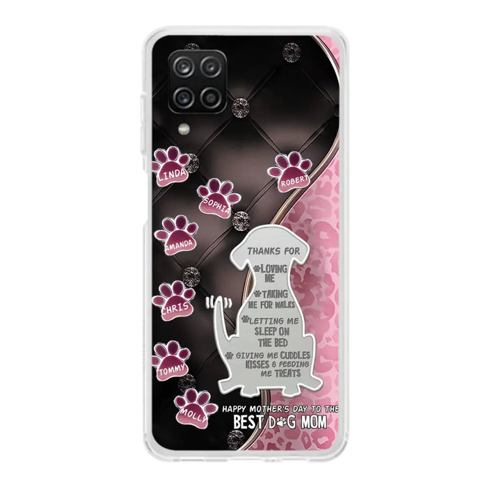 Custom Personalized Memorial Dog Mom Phone Case - Memorial Gift Idea For Dog Lover - Upto 7 Dogs - Thanks For Loving Me - Case For iPhone/Samsung