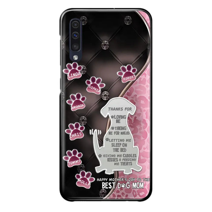 Custom Personalized Memorial Dog Mom Phone Case - Memorial Gift Idea For Dog Lover - Upto 7 Dogs - Thanks For Loving Me - Case For iPhone/Samsung