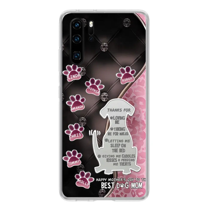 Custom Personalized Memorial Dog Mom Phone Case - Memorial Gift Idea For Dog Lover - Upto 7 Dogs - Thanks For Loving Me - Case For Oppo/Xiaomi/Huawei