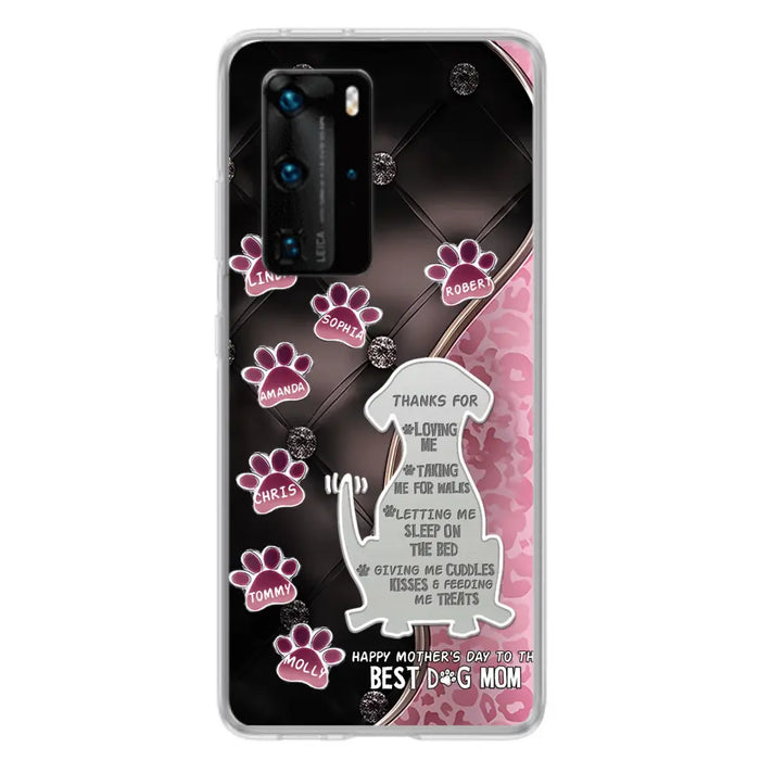 Custom Personalized Memorial Dog Mom Phone Case - Memorial Gift Idea For Dog Lover - Upto 7 Dogs - Thanks For Loving Me - Case For Oppo/Xiaomi/Huawei