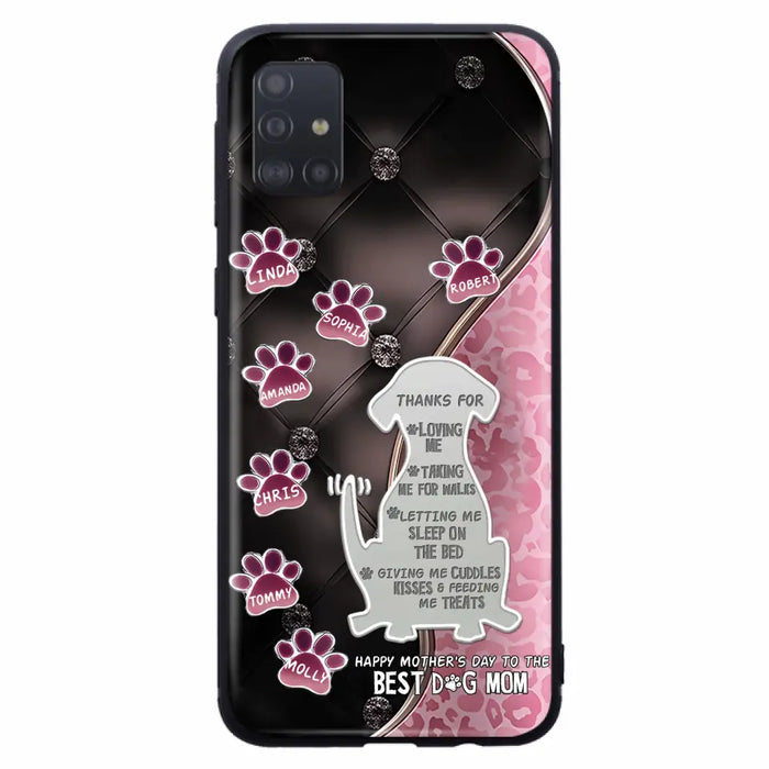 Custom Personalized Memorial Dog Mom Phone Case - Memorial Gift Idea For Dog Lover - Upto 7 Dogs - Thanks For Loving Me - Case For iPhone/Samsung