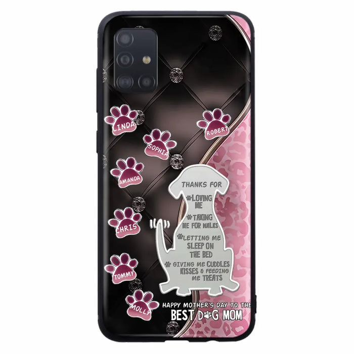 Custom Personalized Memorial Dog Mom Phone Case - Memorial Gift Idea For Dog Lover - Upto 7 Dogs - Thanks For Loving Me - Case For iPhone/Samsung