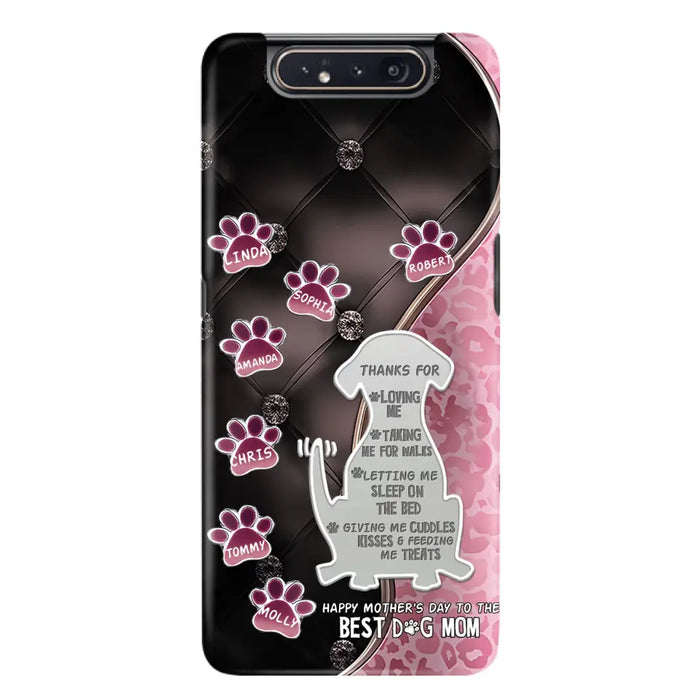 Custom Personalized Memorial Dog Mom Phone Case - Memorial Gift Idea For Dog Lover - Upto 7 Dogs - Thanks For Loving Me - Case For iPhone/Samsung