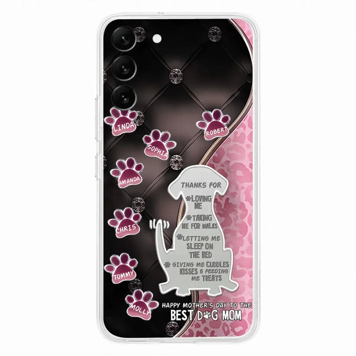 Custom Personalized Memorial Dog Mom Phone Case - Memorial Gift Idea For Dog Lover - Upto 7 Dogs - Thanks For Loving Me - Case For iPhone/Samsung