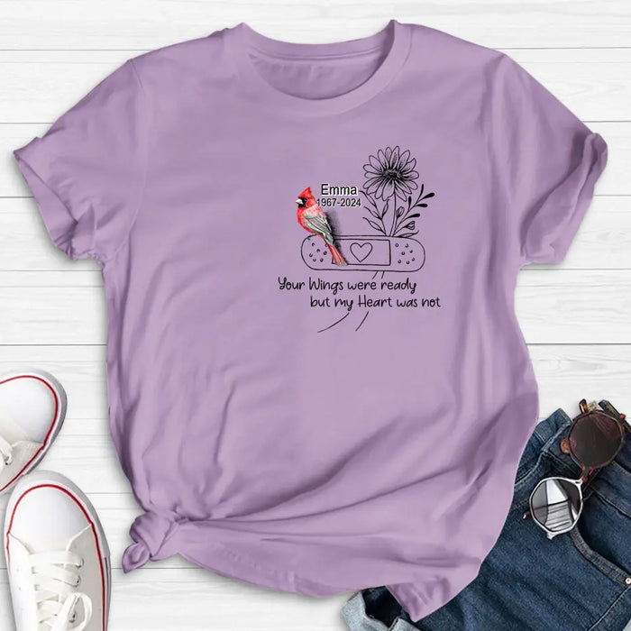 Custom Personalized Memorial Cardinal Unisex T-shirt/ Long Sleeve/ Sweatshirt/ Hoodie - Memorial Gift Idea - Your Wings Were Ready But My Heart Was Not