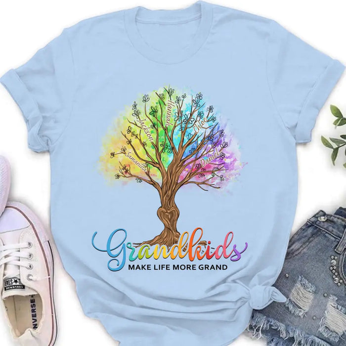 Custom Personalized Grandkids T-shirt - Upto 10 Kids - Gift Idea For Grandma/ Mother's Day Gift - Grandkids Make Life More Grand