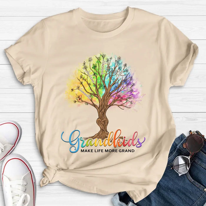 Custom Personalized Grandkids T-shirt - Upto 10 Kids - Gift Idea For Grandma/ Mother's Day Gift - Grandkids Make Life More Grand