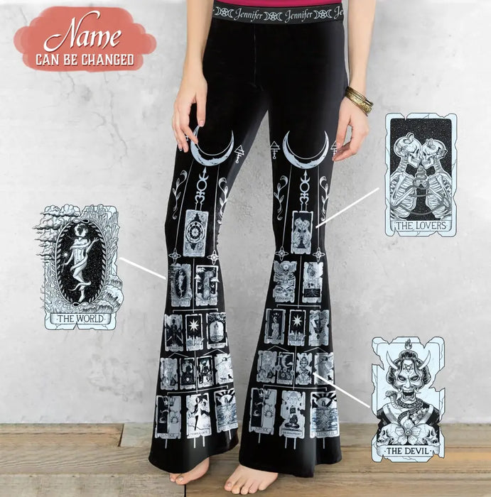 Custom Personalized Tarot Card Women's Skinny Flare Pants - Gift Idea for Tarot Lovers/Mother's Day