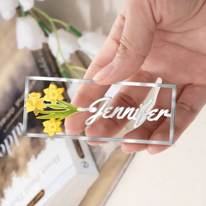 Custom Personalized Birth Flower Name Bookmark - Gifts for Kids/Book Lovers/Reader