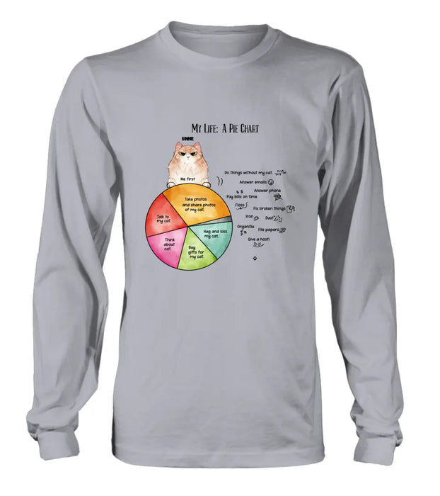 Custom Personalized Cat T-shirt/ Hoodie - Upto 5 Cats - Gift Idea For Cat Lover/Mother's Day/Father's Day - My Life A Pie Chart