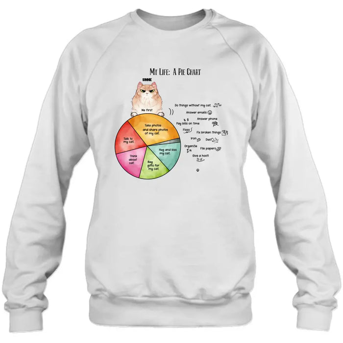 Custom Personalized Cat T-shirt/ Hoodie - Upto 5 Cats - Gift Idea For Cat Lover/Mother's Day/Father's Day - My Life A Pie Chart