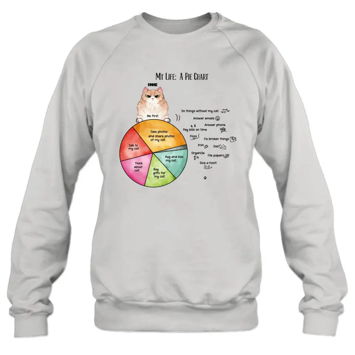 Custom Personalized Cat T-shirt/ Hoodie - Upto 5 Cats - Gift Idea For Cat Lover/Mother's Day/Father's Day - My Life A Pie Chart