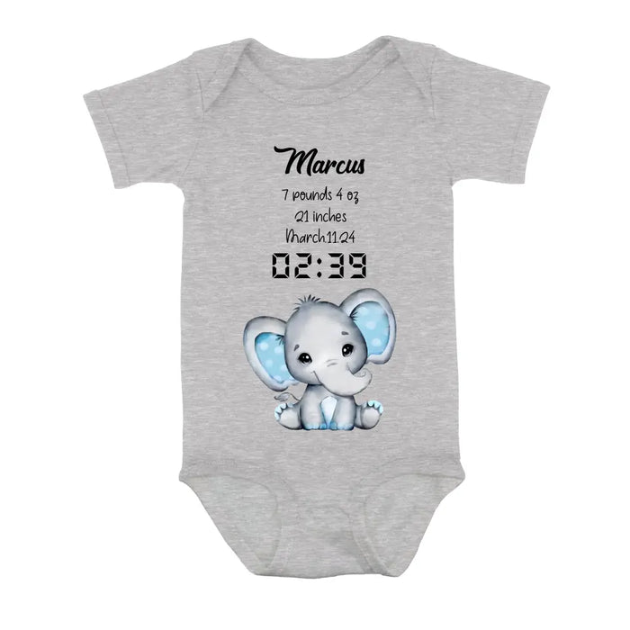 Custom Personalized Elephant Baby Onesie - Father's Day/Mother's Day Gift Idea