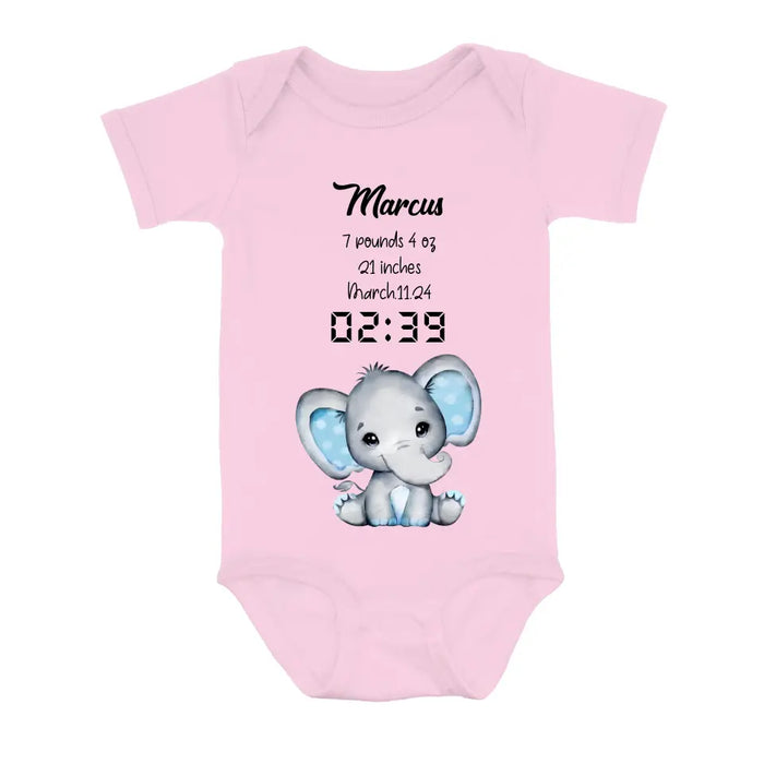 Custom Personalized Elephant Baby Onesie - Father's Day/Mother's Day Gift Idea