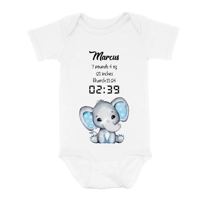 Custom Personalized Elephant Baby Onesie - Father's Day/Mother's Day Gift Idea