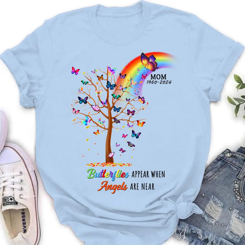 Personalized Butterfly Memorial Shirt/Hoodie - Memorial Gift Idea For Family Member - Up to 3 People - Butterflies Appear When Angels Are Near