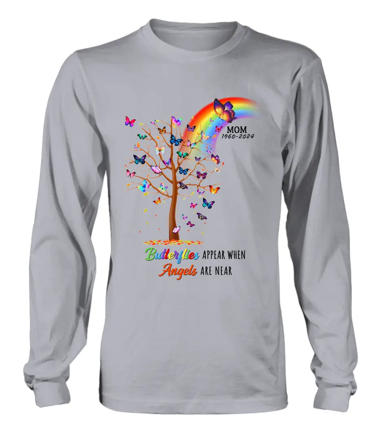 Personalized Butterfly Memorial Shirt/Hoodie - Memorial Gift Idea For Family Member - Up to 3 People - Butterflies Appear When Angels Are Near