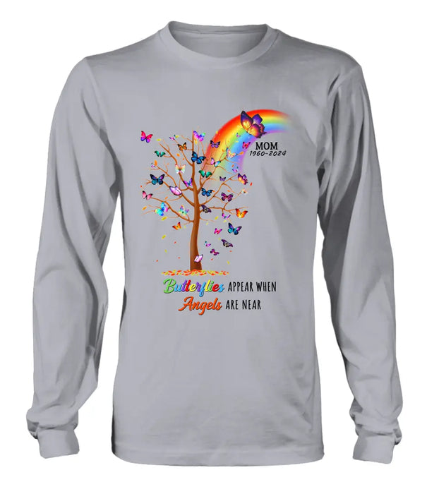 Custom Personalized Butterfly Memorial Shirt/ Hoodie - Memorial Gift Idea For Family Member - Upto 3 People - Butterflies Appear When Angels Are Near