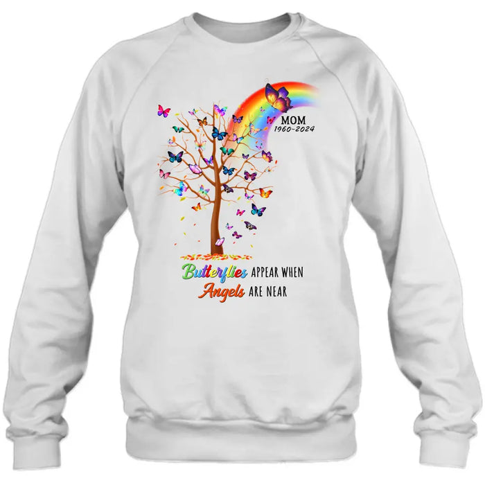 Custom Personalized Butterfly Memorial Shirt/ Hoodie - Memorial Gift Idea For Family Member - Upto 3 People - Butterflies Appear When Angels Are Near