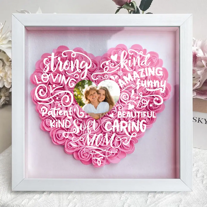 Custom Personalized Mother Flower Shadow Box - Upload Photo - Mother's Day Gift Idea