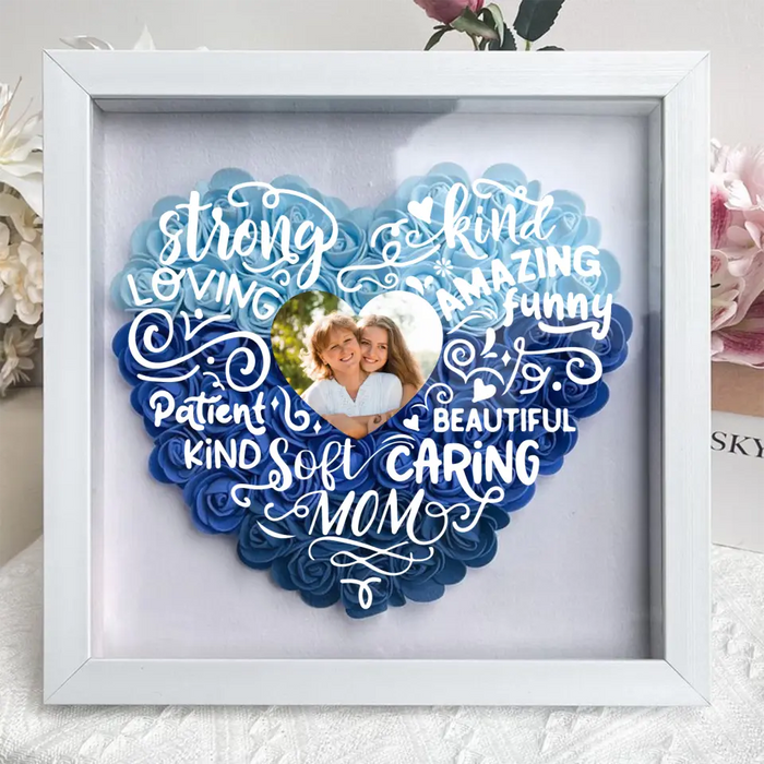 Custom Personalized Mother Flower Shadow Box - Upload Photo - Mother's Day Gift Idea