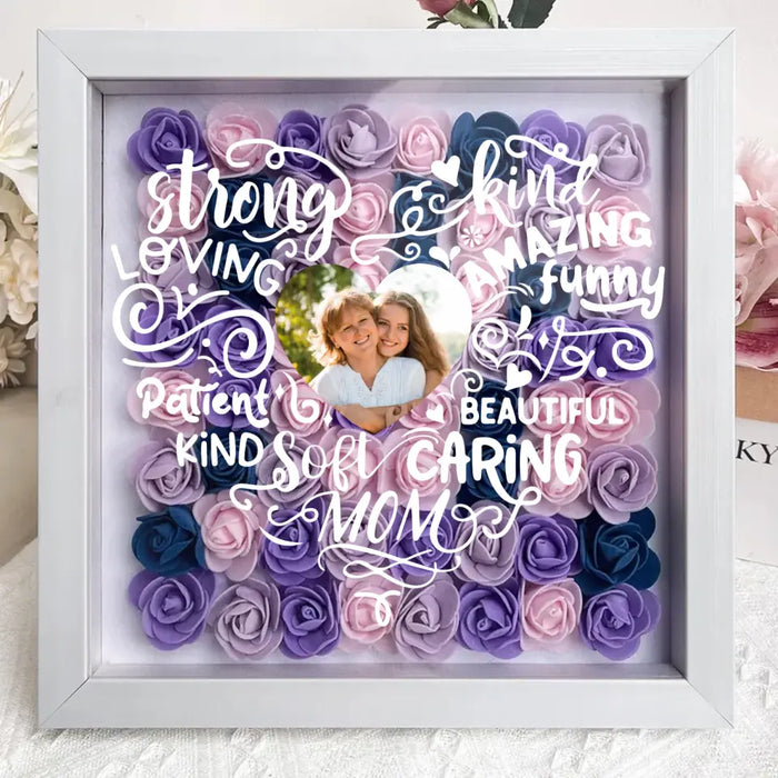 Custom Personalized Mother Flower Shadow Box - Upload Photo - Mother's Day Gift Idea