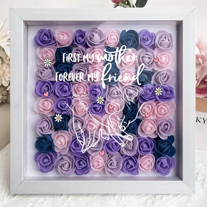 Custom Personalized Mother & Daughter Flower Shadow Box - Mother's Day Gift Idea - First My Mother Forever My Friend