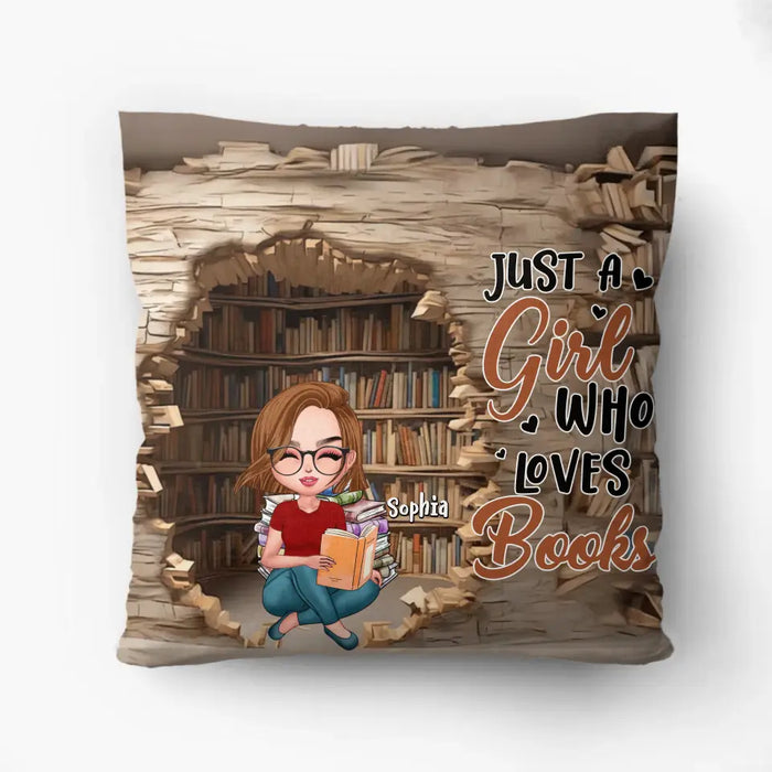 Custom Personalized Reading Girl Pillow Cover - Gift Idea For Book Lover - Just A Girl Who Loves Books