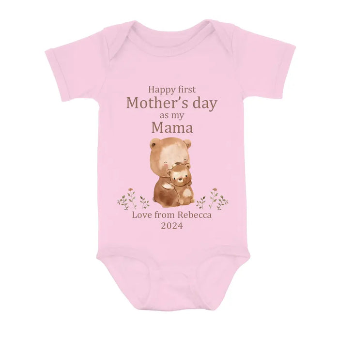 Custom Personalized Happy First Mother's Day Shirt/Baby Onesie - Gift Idea For Mom/ Grandma/ Baby/ Mother's Day