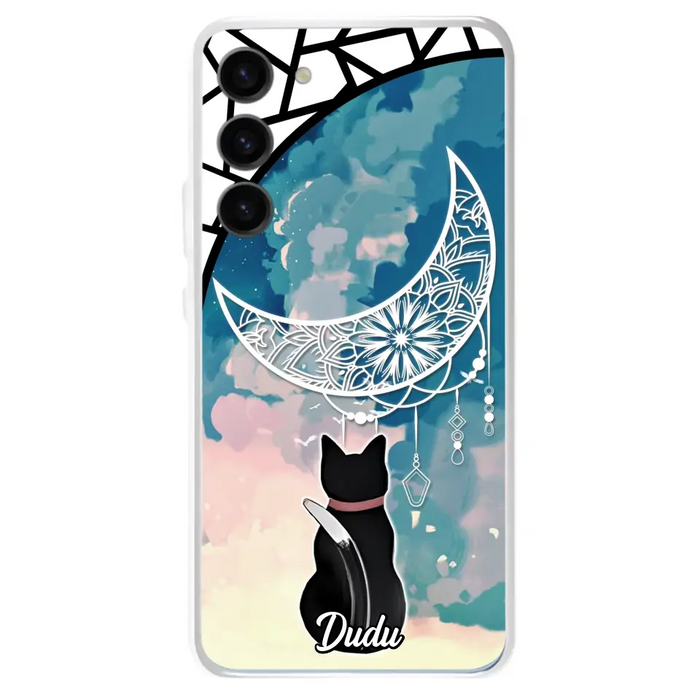 Custom Personalized Black Cat Phone Case - Gift Idea For Cat Lover - Case For iPhone/Samsung