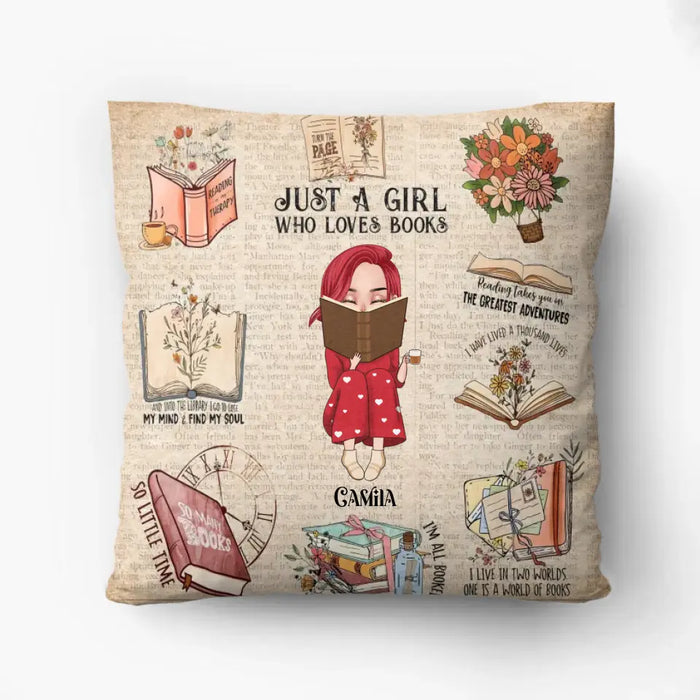 Custom Personalized Reading Girl Quilt/Fleece Throw Blanket/Pillow Cover - Gift Idea For Book Lover - Just A Girl Who Loves Books