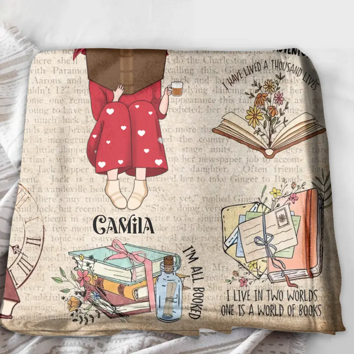 Custom Personalized Reading Girl Quilt/Fleece Throw Blanket/Pillow Cover - Gift Idea For Book Lover - Just A Girl Who Loves Books