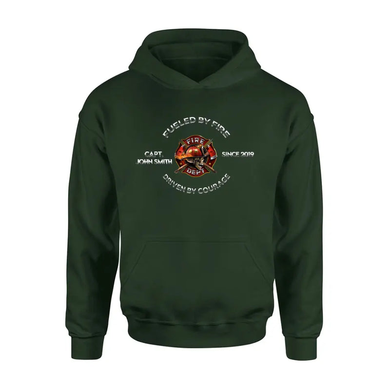 Personalized Fire Fighter Shirt/Hoodie - Father's Day Gift Idea For Fire Fighter - Fueled By Fire Driven By Courage