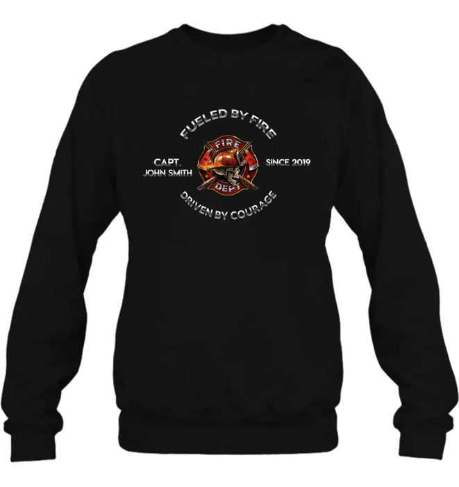 Custom Personalized Fire Fighter Shirt/ Hoodie - Father's Day Gift Idea For Fire Fighter - Fueled By Fire Driven By Courage