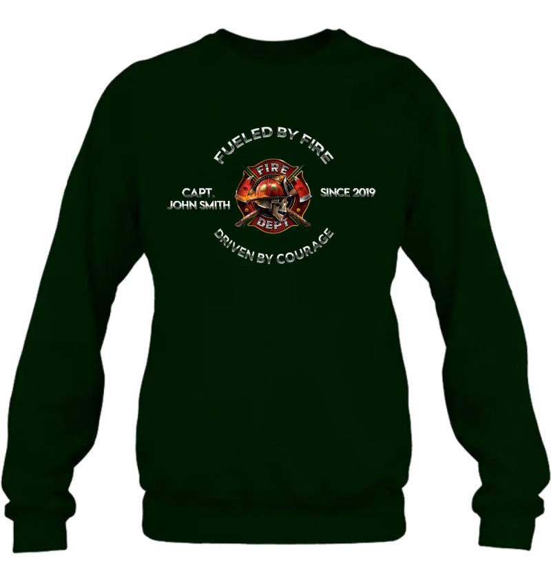 Personalized Fire Fighter Shirt/Hoodie - Father's Day Gift Idea For Fire Fighter - Fueled By Fire Driven By Courage
