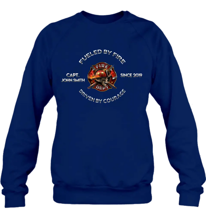 Personalized Fire Fighter Shirt/Hoodie - Father's Day Gift Idea For Fire Fighter - Fueled By Fire Driven By Courage