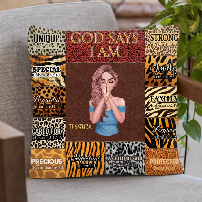 Custom Personalized Prayer Pillow Cover - Inspiration Religious Gifts Idea - God Says I Am Unique