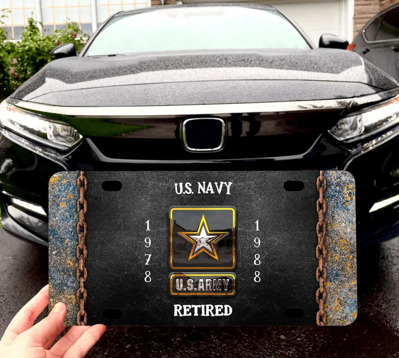 Custom Personalized Retired Veteran License Plate - Father's Day Gift Idea for Veteran