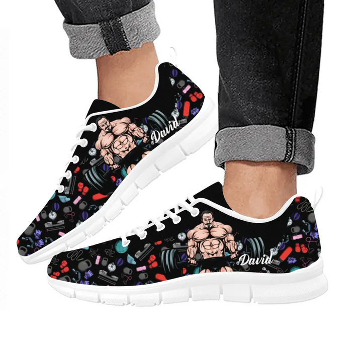 Personalized Muscle Up Buttercup Sneaker - Birthday, Funny, Motivation - Gift For Fitness Lovers, Gymers - Muscle Up Buttercup & Drink Your Effing Water