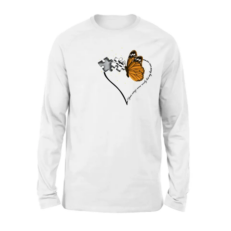 Personalized Memorial Butterfly Shirt/Hoodie - Memorial Gift Idea For Family Member - A Piece Of My Heart Lives In Heaven