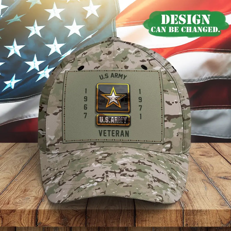 Personalized Baseball Cap For Veteran With Military Insignia - United States Veteran - Father's Day/Birrthday Gift Idea