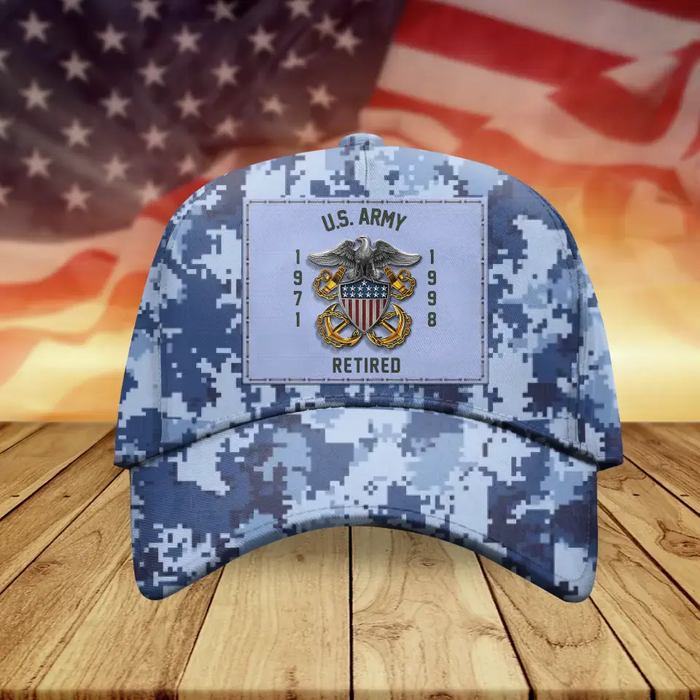 Custom Personalized Baseball Cap For Veteran With Military Insignia - United States Veteran - Father's Day/ Birrthday Gift Idea