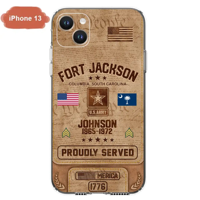 Custom Personalized Veteran Phone Case - Gift For Veteran - Birthday/ Father's Day Gift - Proudly Served - Case For iPhone And Samsung