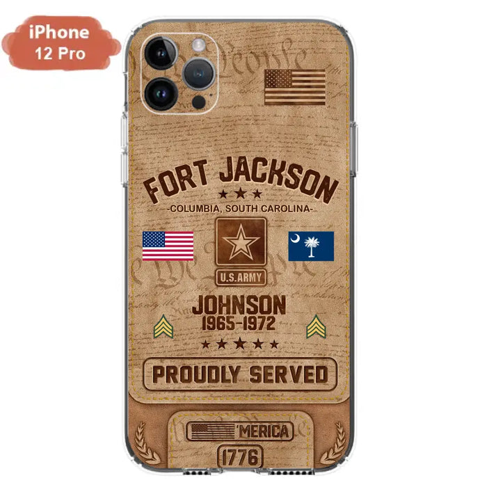 Custom Personalized Veteran Phone Case - Gift For Veteran - Birthday/ Father's Day Gift - Proudly Served - Case For iPhone And Samsung